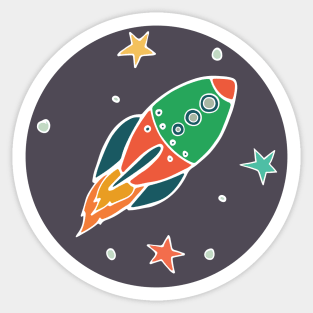 Cartoon space rocket Sticker